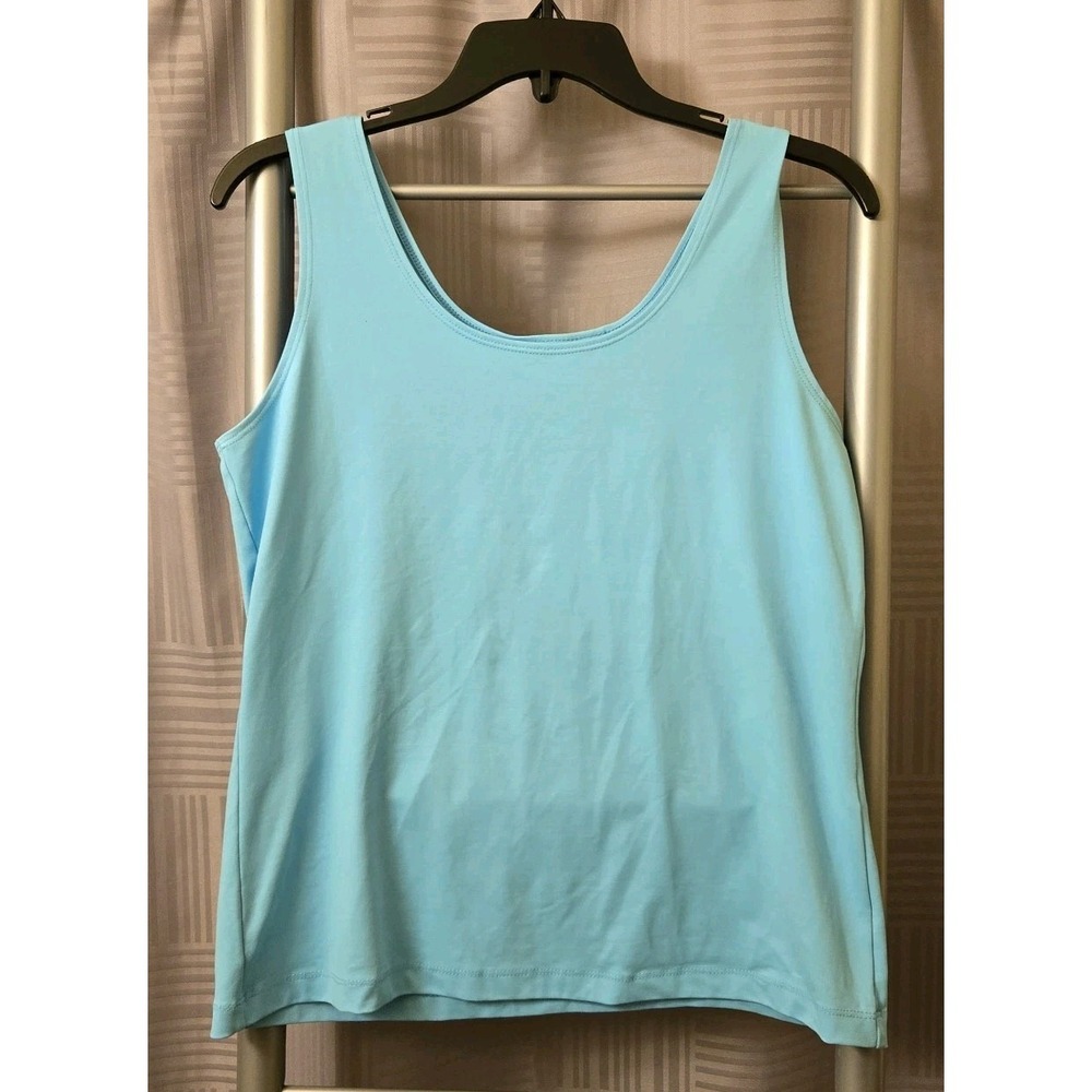 Chico's‎ Tank Top Womens 1 Turquoise Scoop Neck Stretch Pullover Yoga Activewear